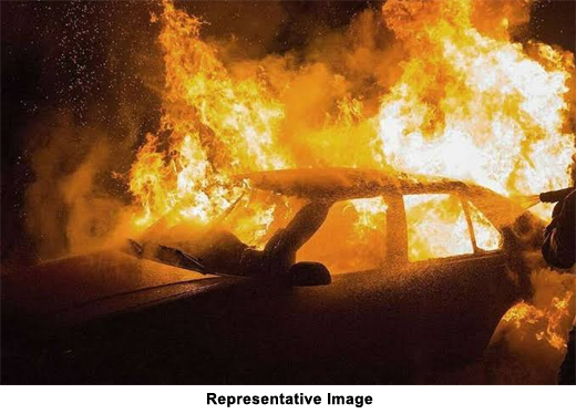 Car catches fire
